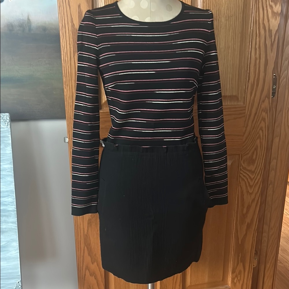 Missoni Mini Black Sheath Dress with Long Sleeves